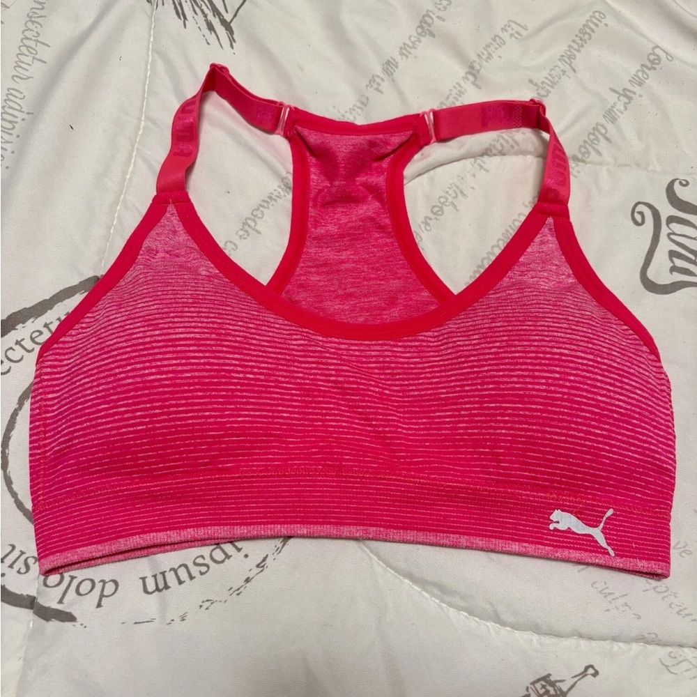 Puma Pink Sports Bra with Racerback Design